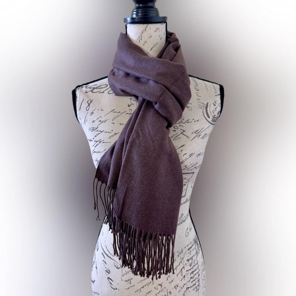 Elegant 100% Peruvian Alpaca Brown Scarf